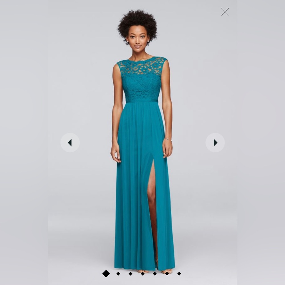 Beautiful long lace prom / bridesmaid dress in Oasis - Size 4